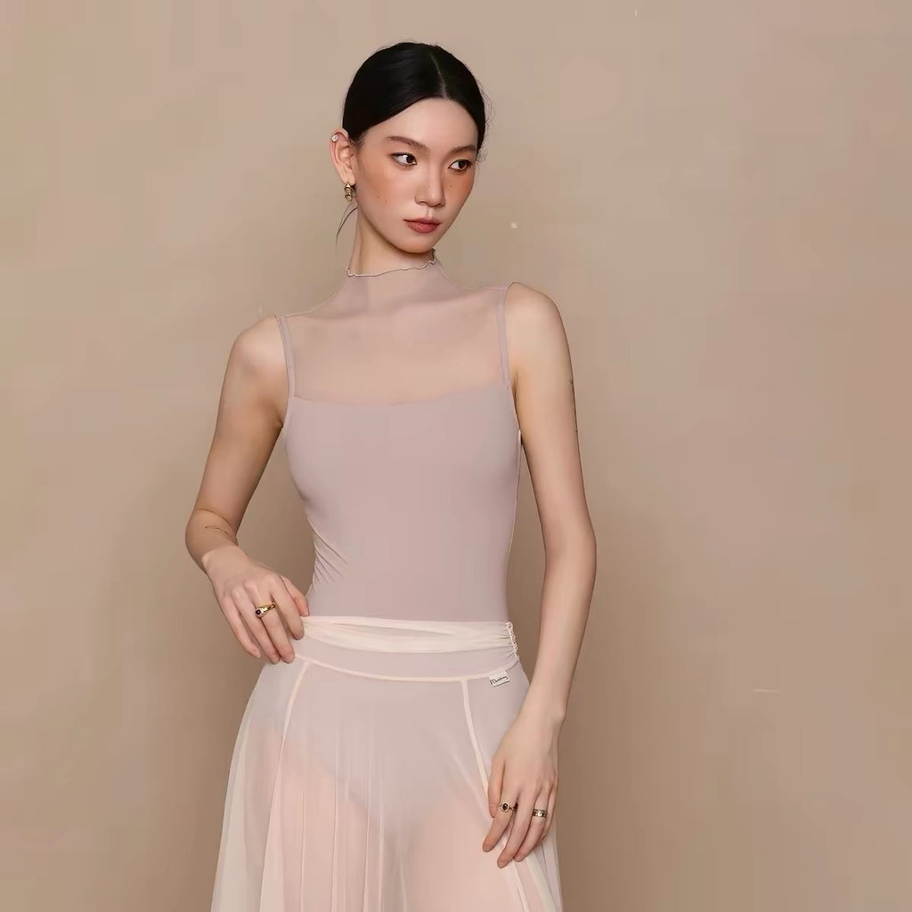 Justaucorps de ballet à col montant en résille